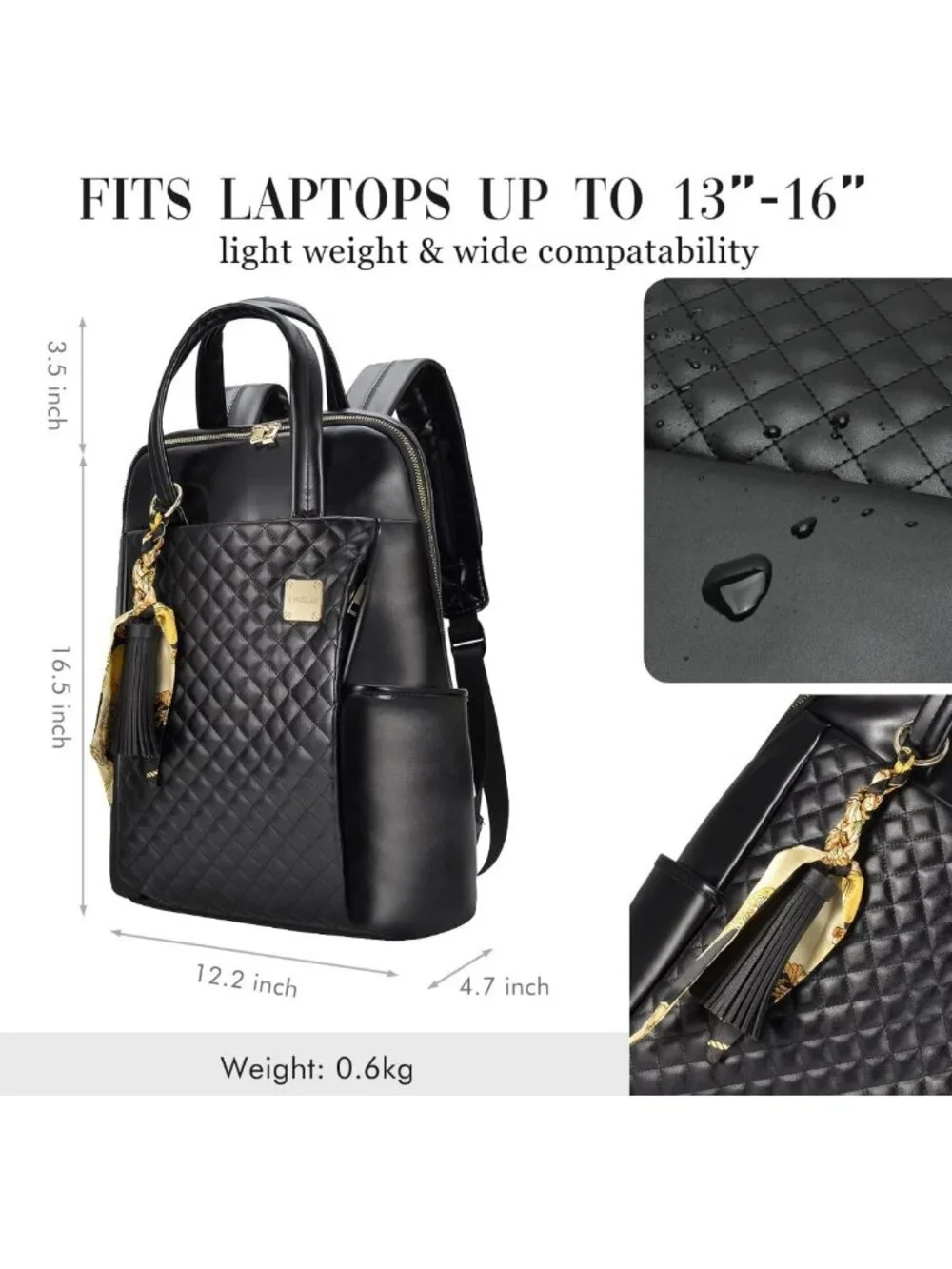 Stylish Slim Laptop Backpack for Women - Lightweight 15.6